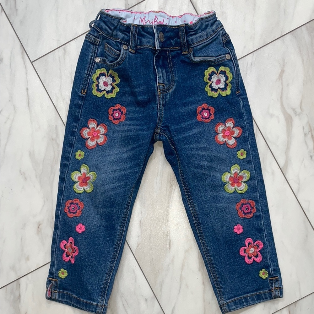 Mini Boden crop embroidered jeans